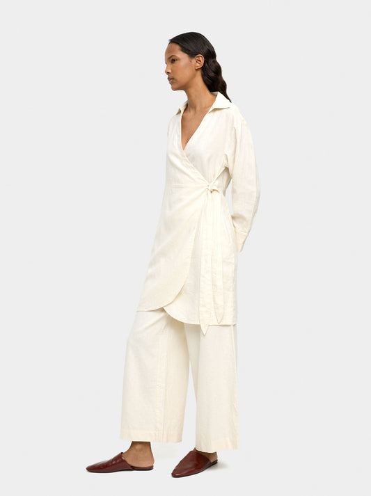 Wide-Leg Trousers With Linen