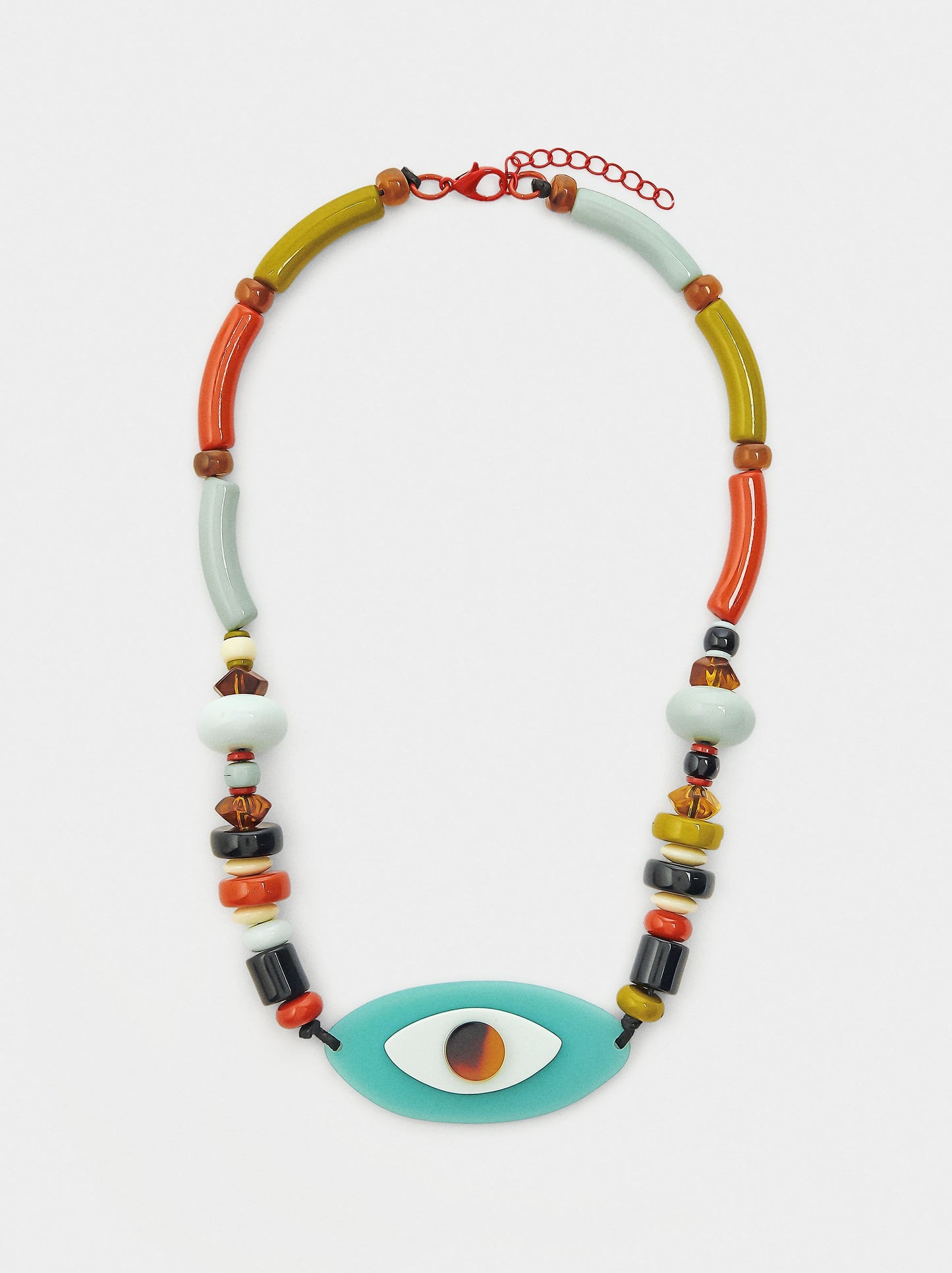 Short Necklace With Multicolor Beads And Eye