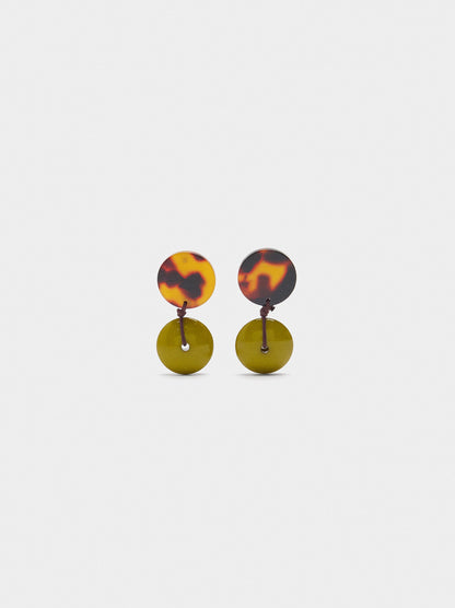 Round Earrings With Tortoiseshell Effect