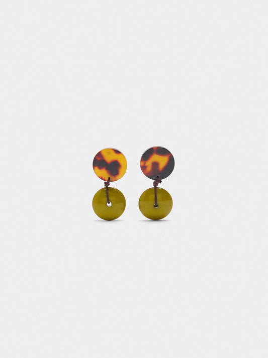 Round Earrings With Tortoiseshell Effect