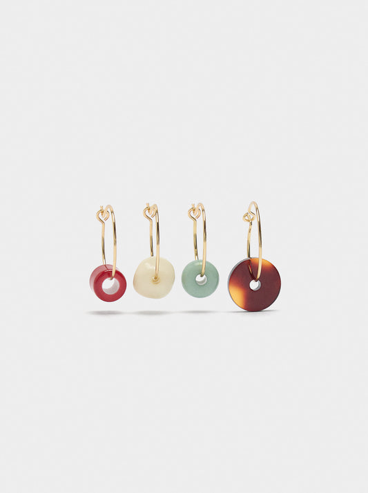 Set Of Hoop Earrings With Multiform Beads