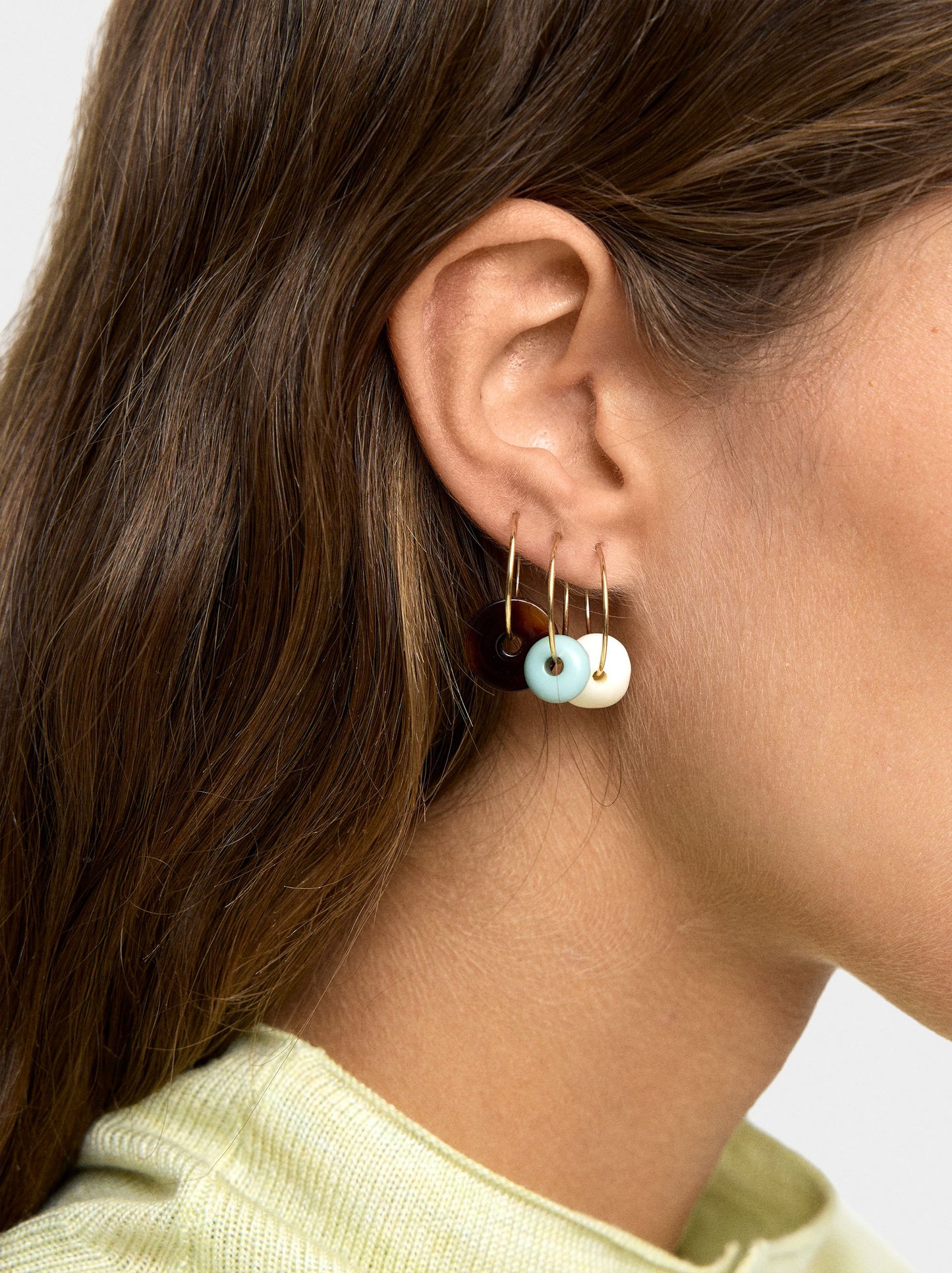 Set Of Hoop Earrings With Multiform Beads