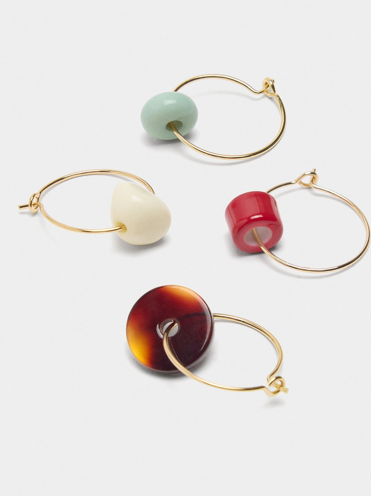 Set Of Hoop Earrings With Multiform Beads