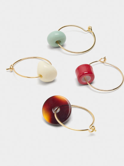 Set Of Hoop Earrings With Multiform Beads