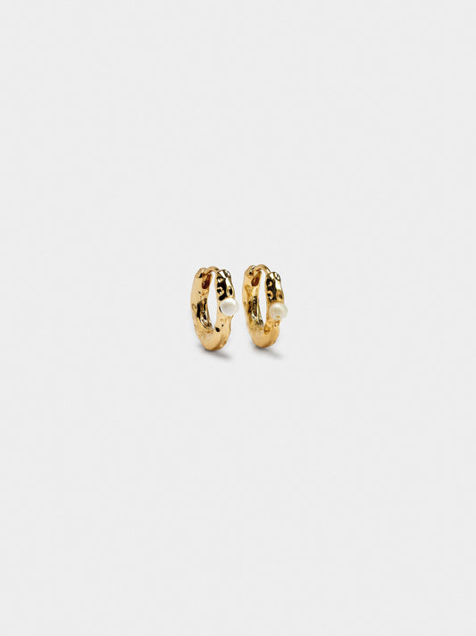 Irregular Hoop Earrings With Freshwater Pearl
