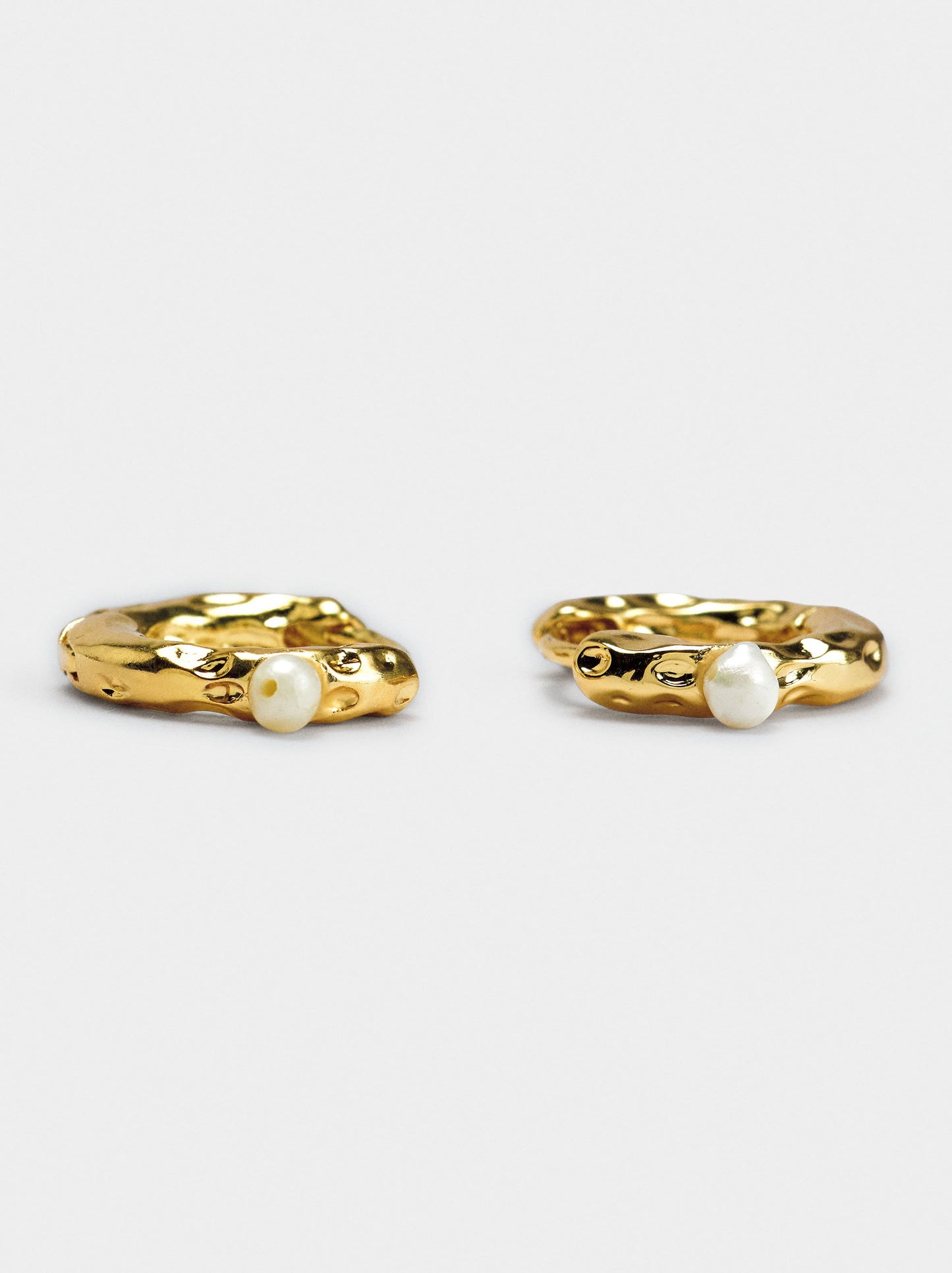 Irregular Hoop Earrings With Freshwater Pearl