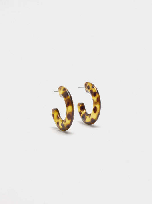 Open Hoop Earrings With Tortoiseshell Effect