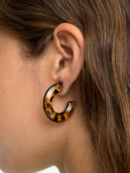 Open Hoop Earrings With Tortoiseshell Effect