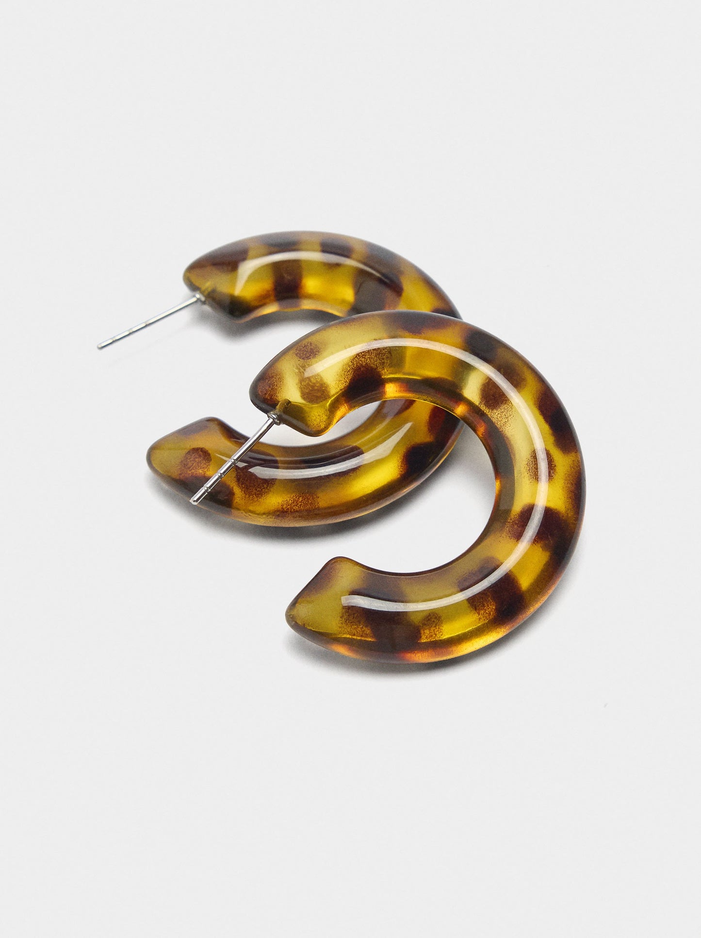 Open Hoop Earrings With Tortoiseshell Effect