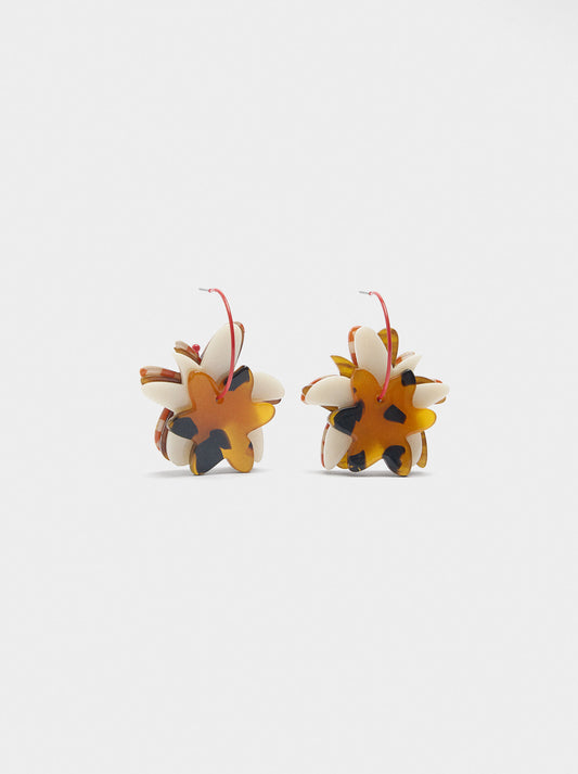Open Hoop Earrings With Flowers