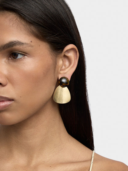 Oval Earrings With Tortoise Effect