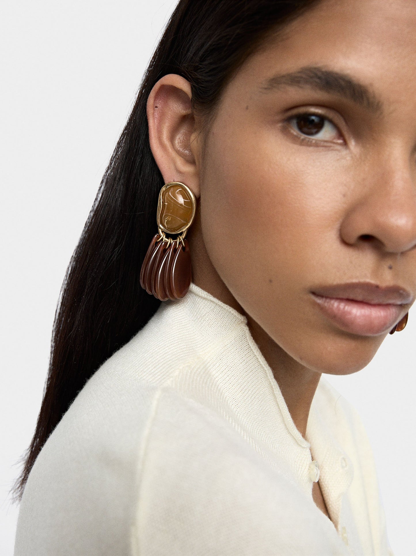 Long Earrings With Stone Effect