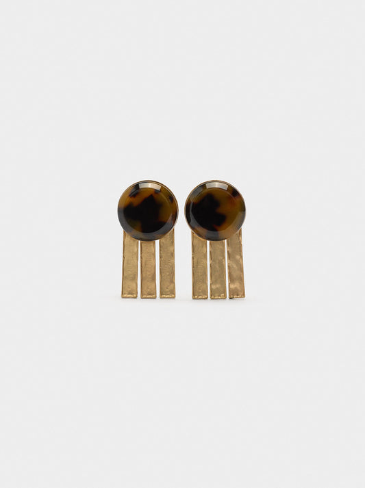 Round Earrings With Tortoiseshell Effect