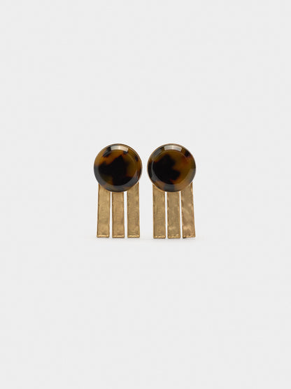 Round Earrings With Tortoiseshell Effect