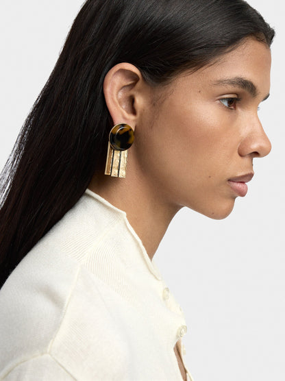 Round Earrings With Tortoiseshell Effect