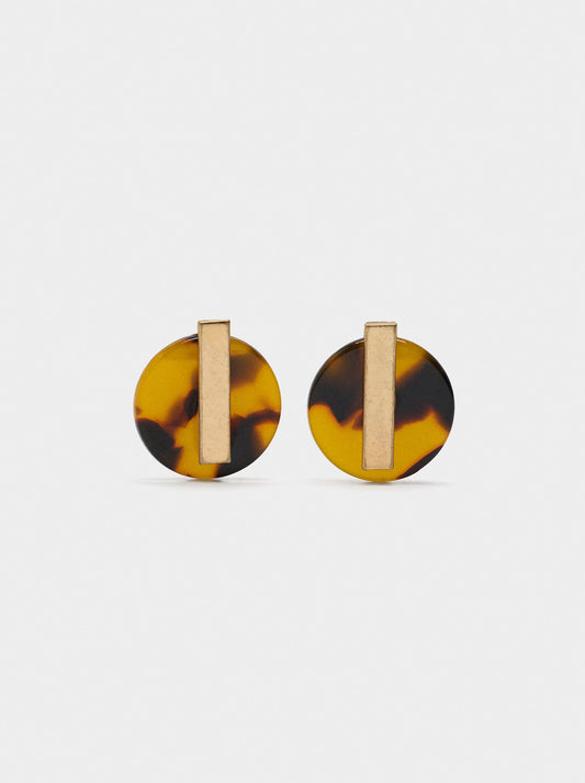Round Earrings With Tortoiseshell Effect