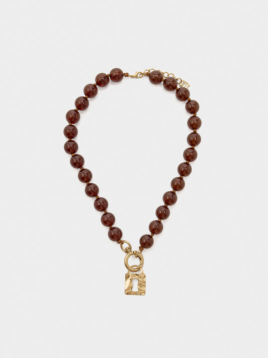 Short Necklace With Beads Stone Effect