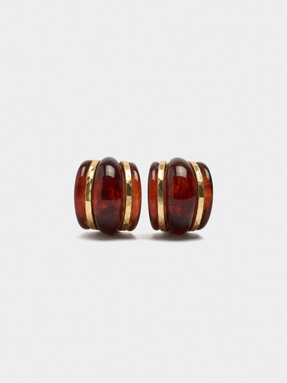 Open Hoop Earrings With Tortoiseshell Effect