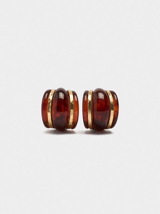 Open Hoop Earrings With Tortoiseshell Effect