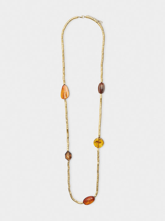 Long Necklace With Stone Effect Details