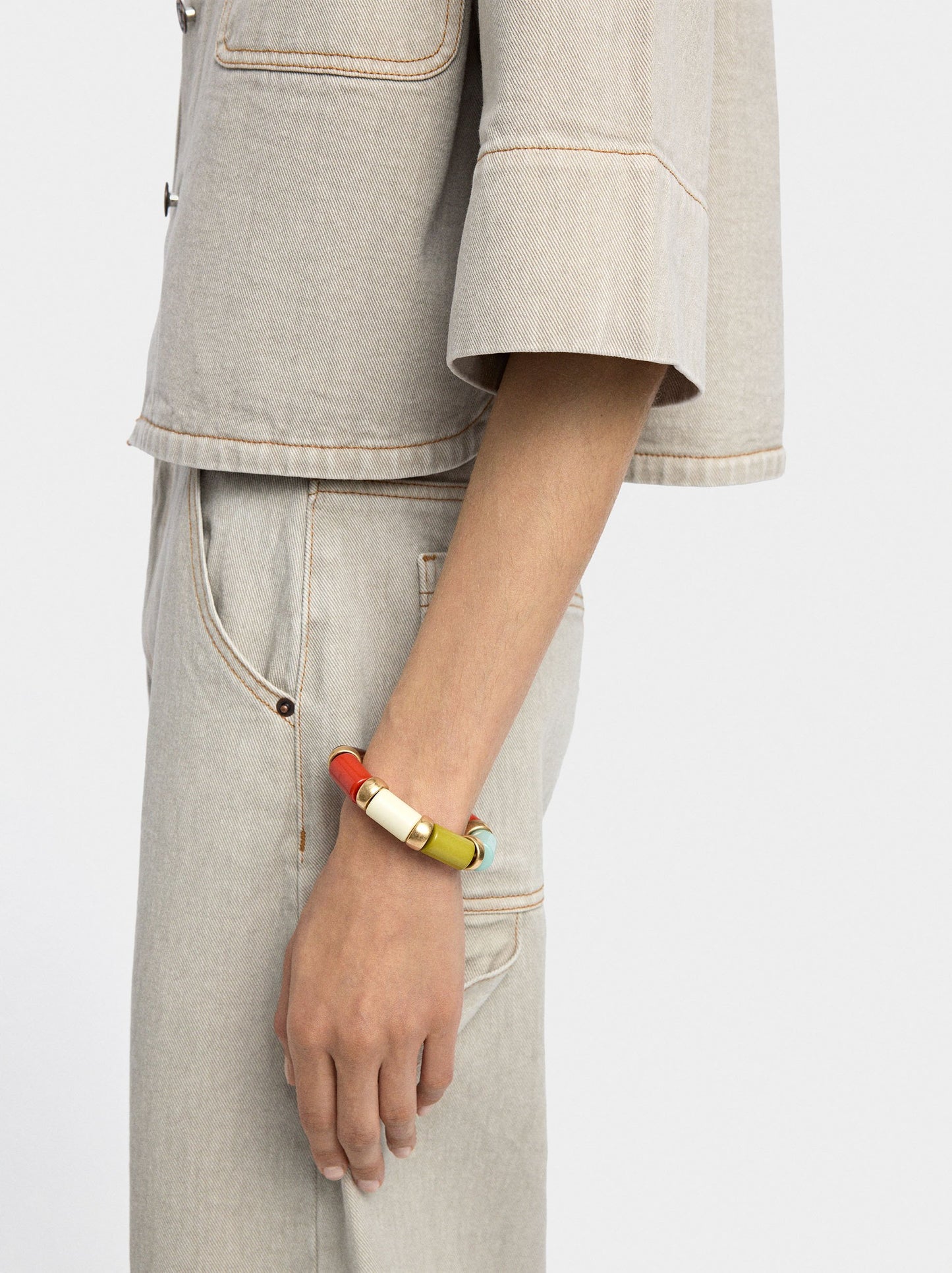 Elastic Bracelet With Cylindrical Beads