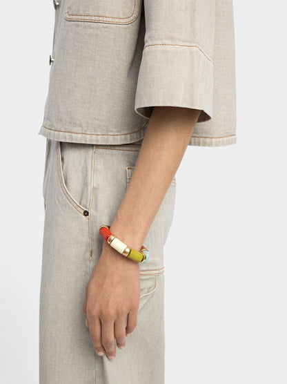 Elastic Bracelet With Cylindrical Beads