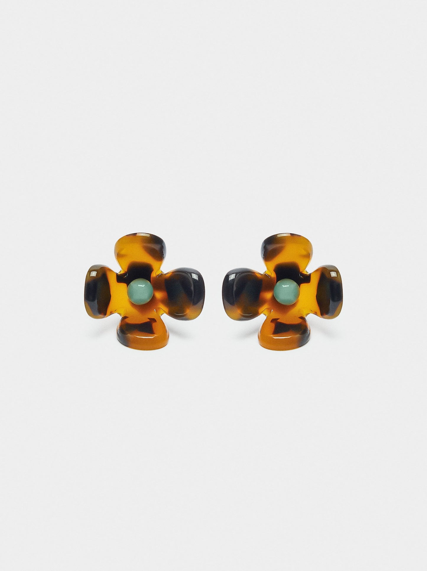 Flower Earrings With Tortoiseshell Effect