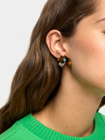 Flower Earrings With Tortoiseshell Effect