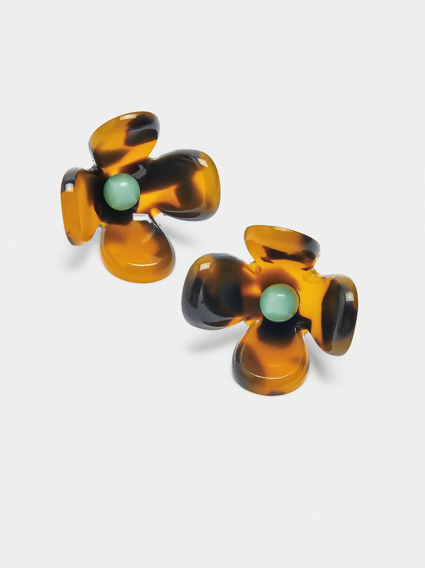 Flower Earrings With Tortoiseshell Effect