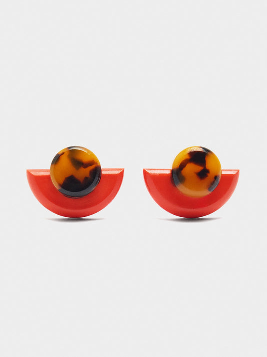 Fan Earrings With Tortoise Effect