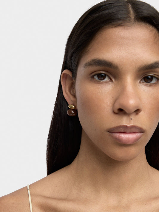 Oval Earrings With Stone Effect