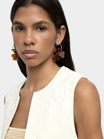 Hoops Earrings With Flowers