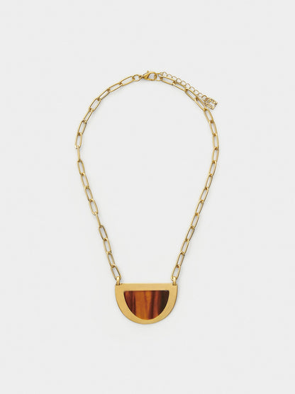 Short Necklace With Stone-Effect Pendant