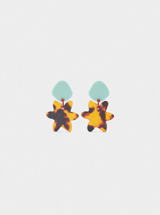 Star Earrings With Tortoiseshell Effect