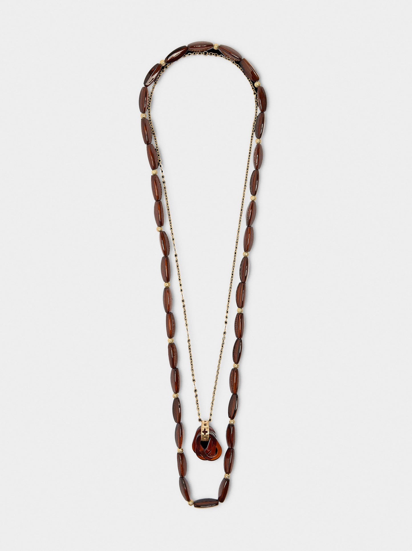 Long Double Necklace With Stone Effect