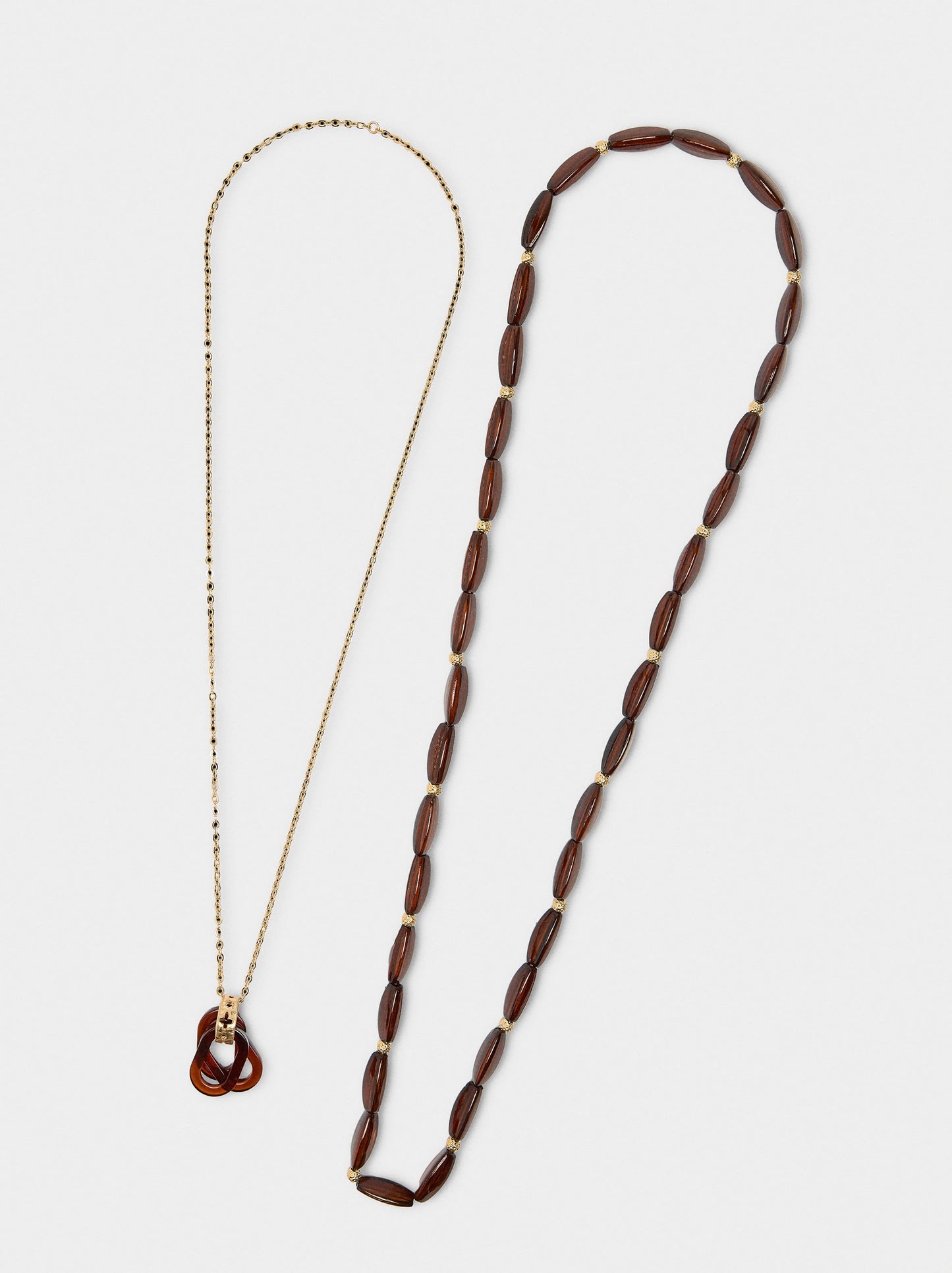 Long Double Necklace With Stone Effect