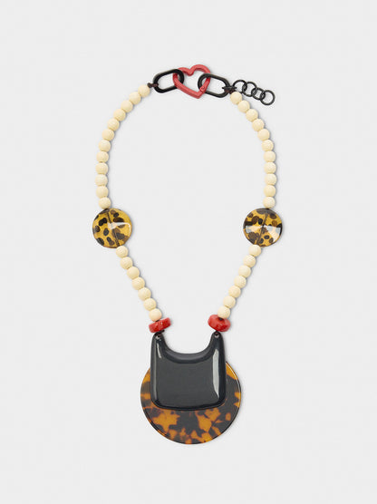 Short Necklace With Tortoise-Effect Pendant