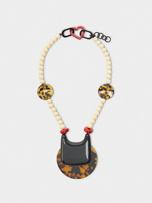 Short Necklace With Tortoise-Effect Pendant