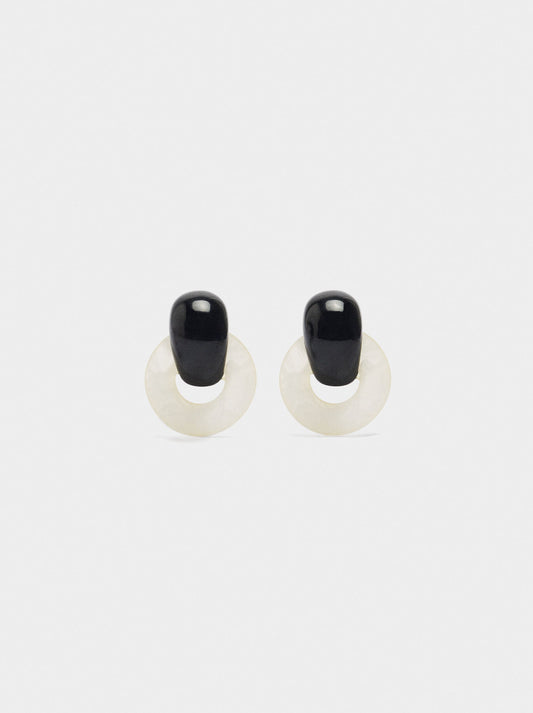 Round Earrings With Stone Effect