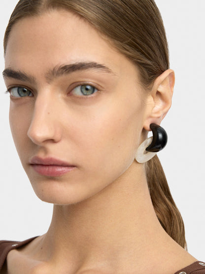 Round Earrings With Stone Effect