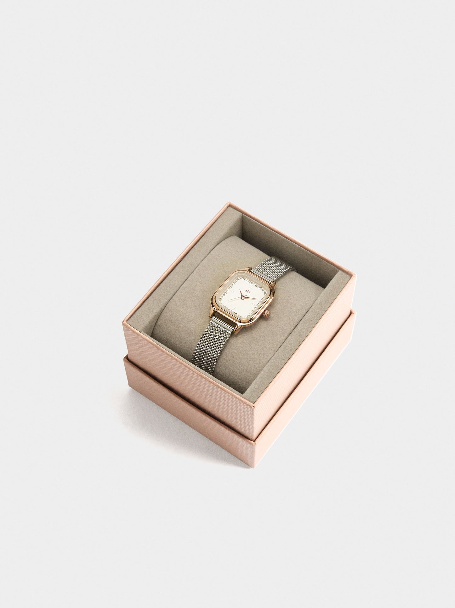 Square Watch With Bicolor Stainless Steel Bracelet