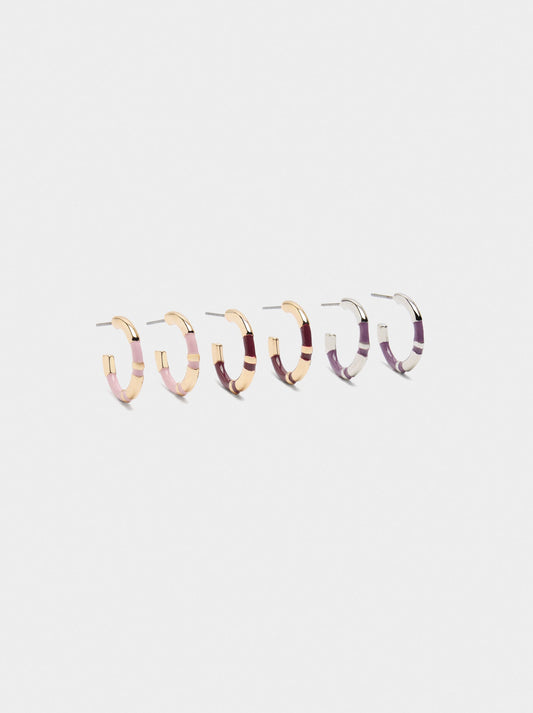 Set Of Hoop Earrings With Enamel