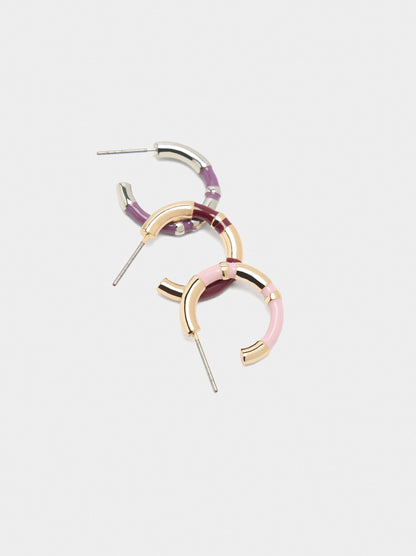 Set Of Hoop Earrings With Enamel