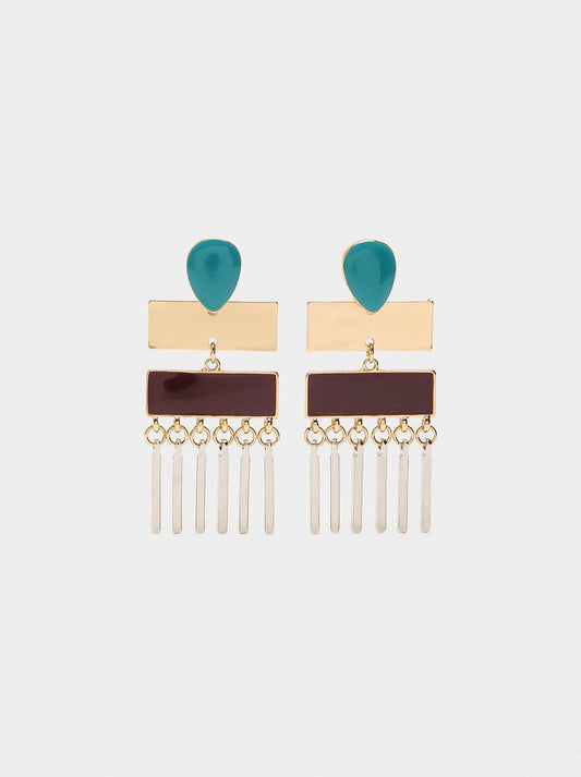 Long Earrings With Enamel