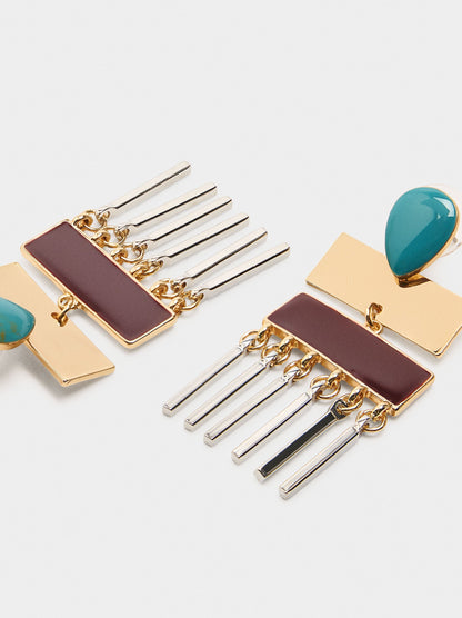 Long Earrings With Enamel
