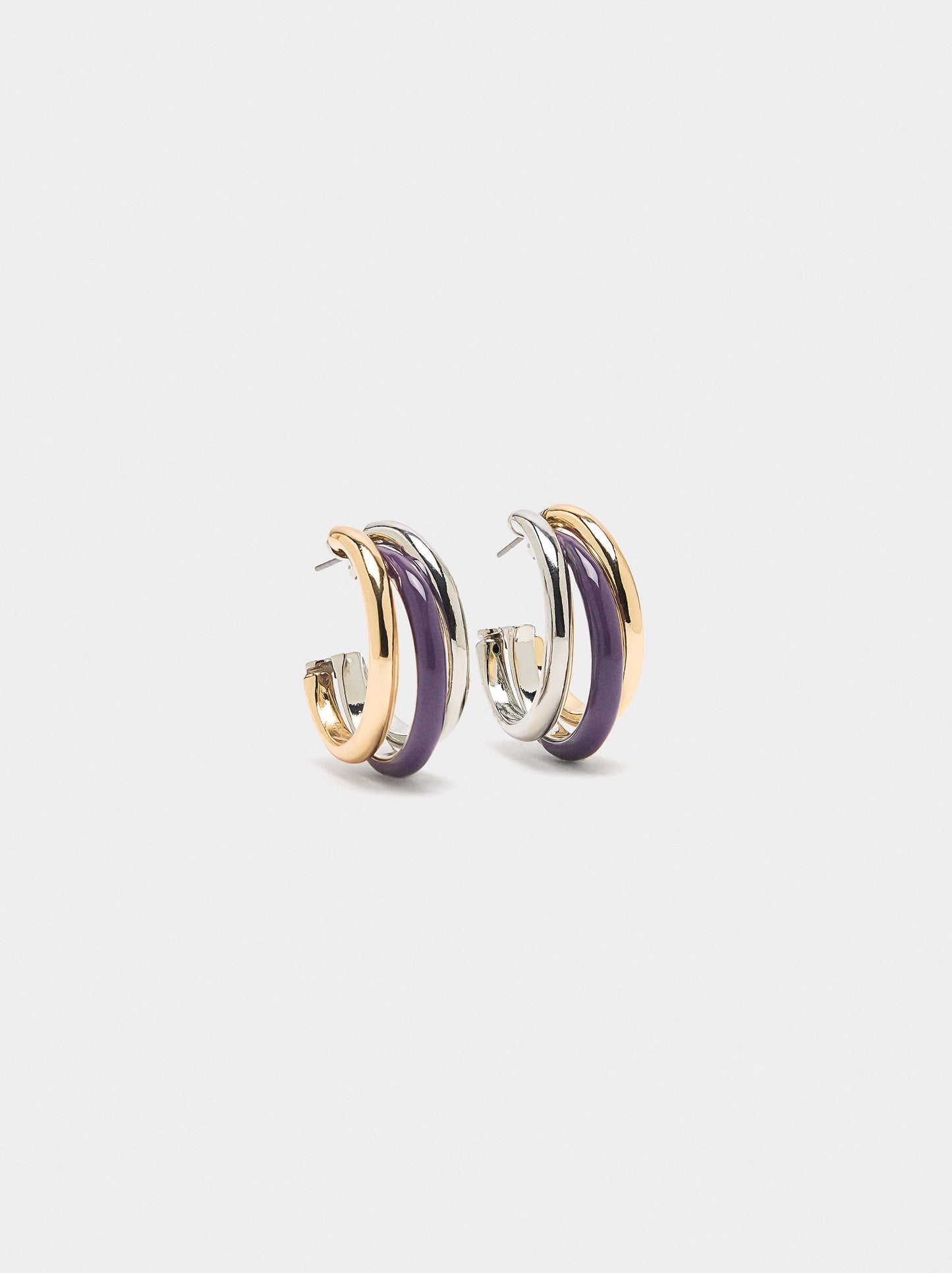 Triple Hoop Earrings With Enamel