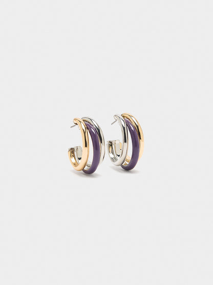 Triple Hoop Earrings With Enamel