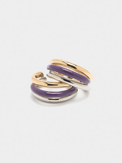 Triple Hoop Earrings With Enamel