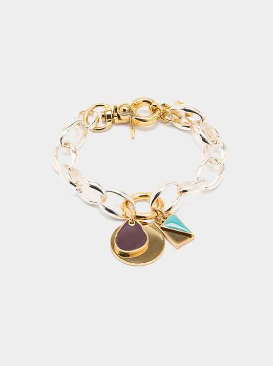Bracelet With Dangling Links With Enamel