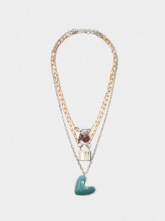 Set Of Necklaces With Heart Links